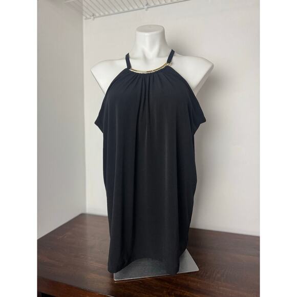 INC Black Halter with Gold Metal Detailed Neckline 1X NWT - Picture 1 of 11